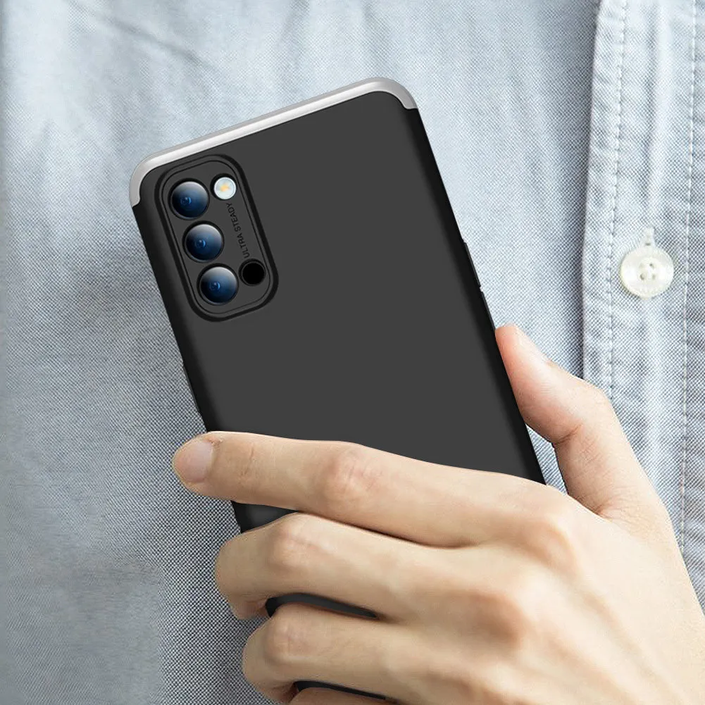 For OPPO Reno 4 /Reno 4 Pro International Edition Mobile Phone Cover 360 Degree Full Protection Phone Case Red black red