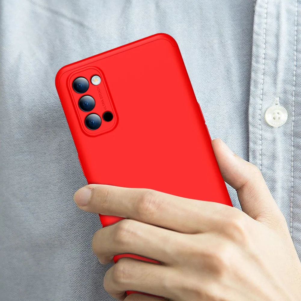 For OPPO Reno 4 /Reno 4 Pro International Edition Mobile Phone Cover 360 Degree Full Protection Phone Case red