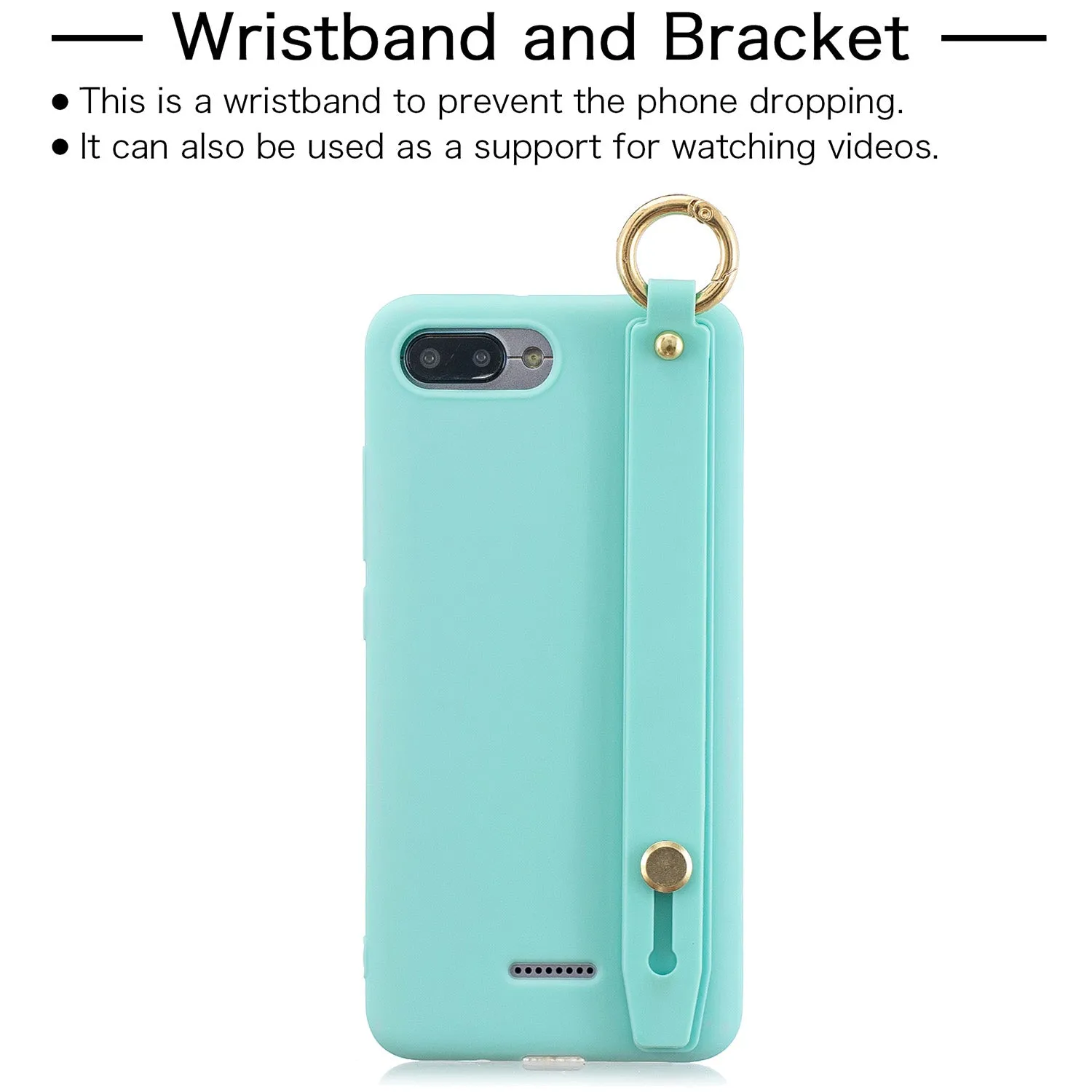For Redmi 6A Simple Solid Color Chic Wrist Rope Bracket Matte TPU Anti-scratch Non-slip Protective Cover Back Case 12 gray