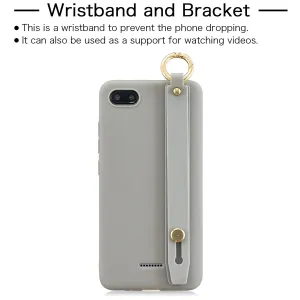For Redmi 6A Simple Solid Color Chic Wrist Rope Bracket Matte TPU Anti-scratch Non-slip Protective Cover Back Case 12 gray