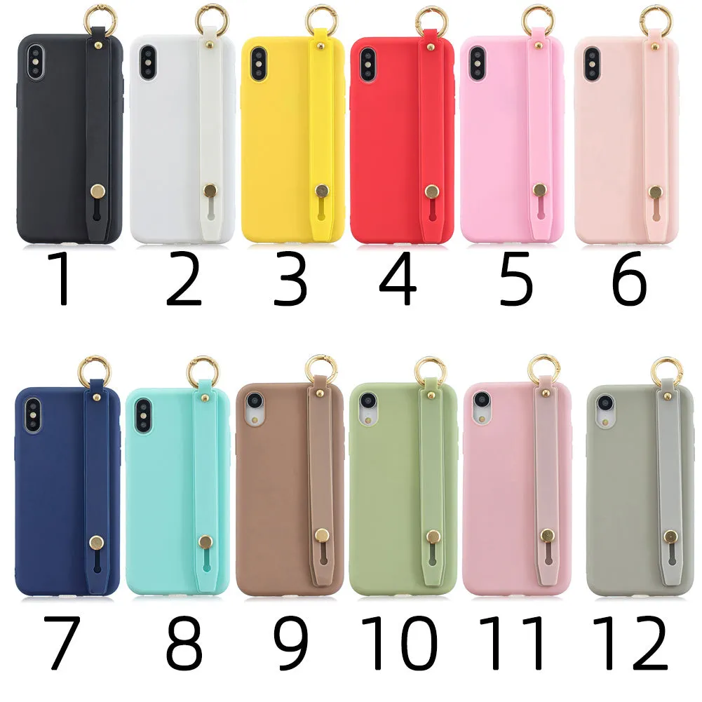 For Redmi 6A Simple Solid Color Chic Wrist Rope Bracket Matte TPU Anti-scratch Non-slip Protective Cover Back Case 12 gray