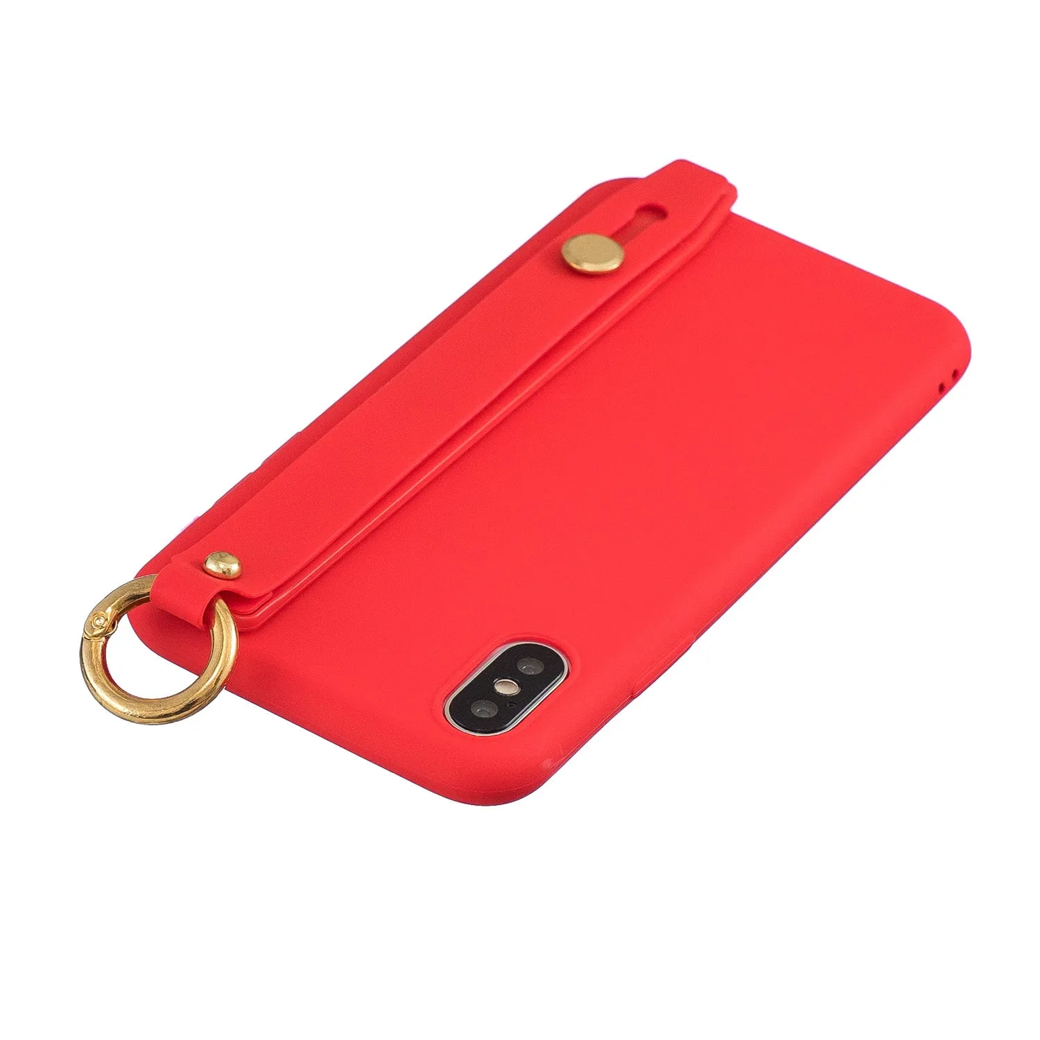 For Redmi 6A Simple Solid Color Chic Wrist Rope Bracket Matte TPU Anti-scratch Non-slip Protective Cover Back Case 4 red