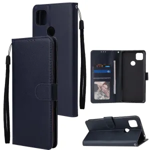 For Redmi 9A/Redmi 9C PU Leather Mobile Phone Cover with 3 Cards Slots Phone Frame blue