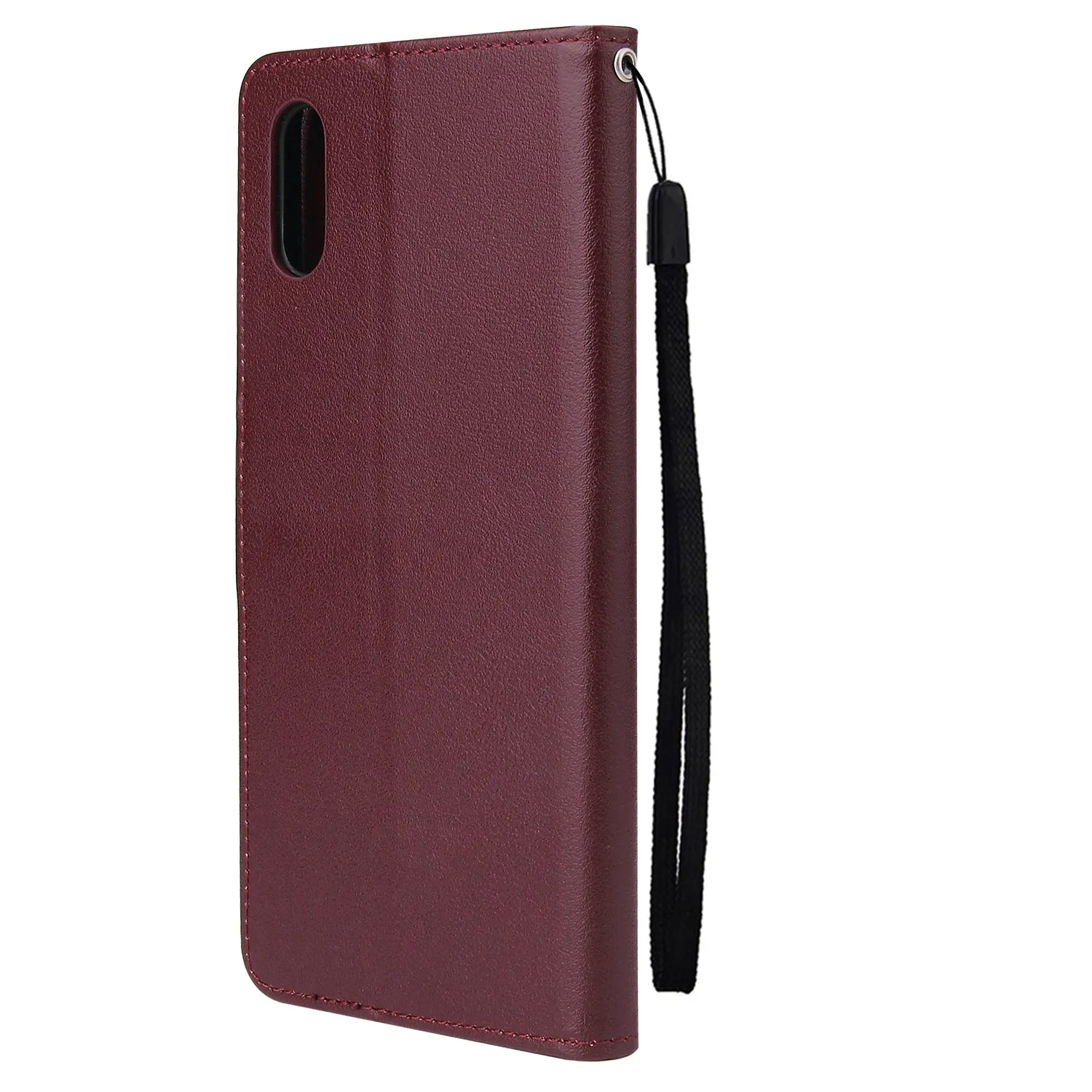 For Redmi 9A/Redmi 9C PU Leather Mobile Phone Cover with 3 Cards Slots Phone Frame Red wine