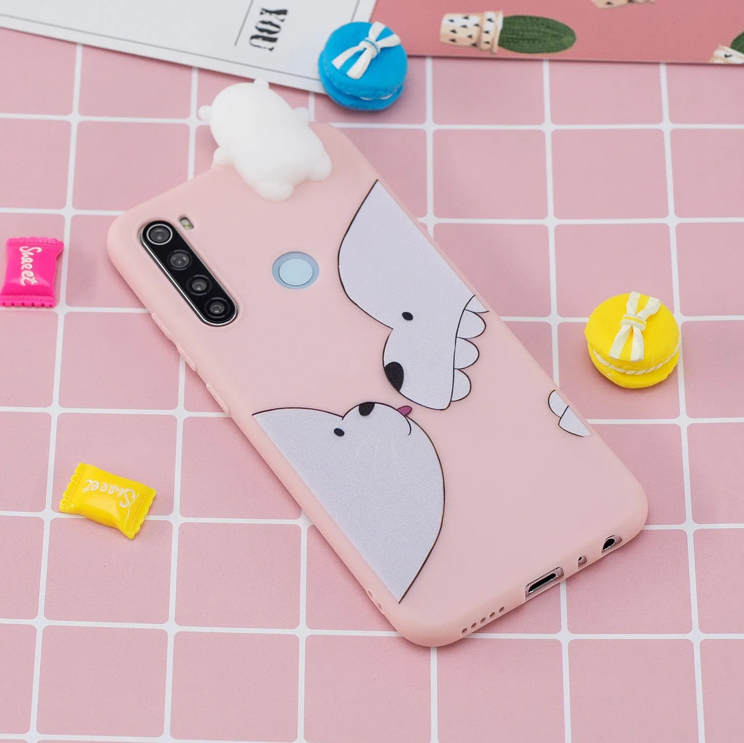 For Redmi NOTE 8T 3D Cartoon Painting Back Cover Soft TPU Mobile Phone Case Shell Big white bear