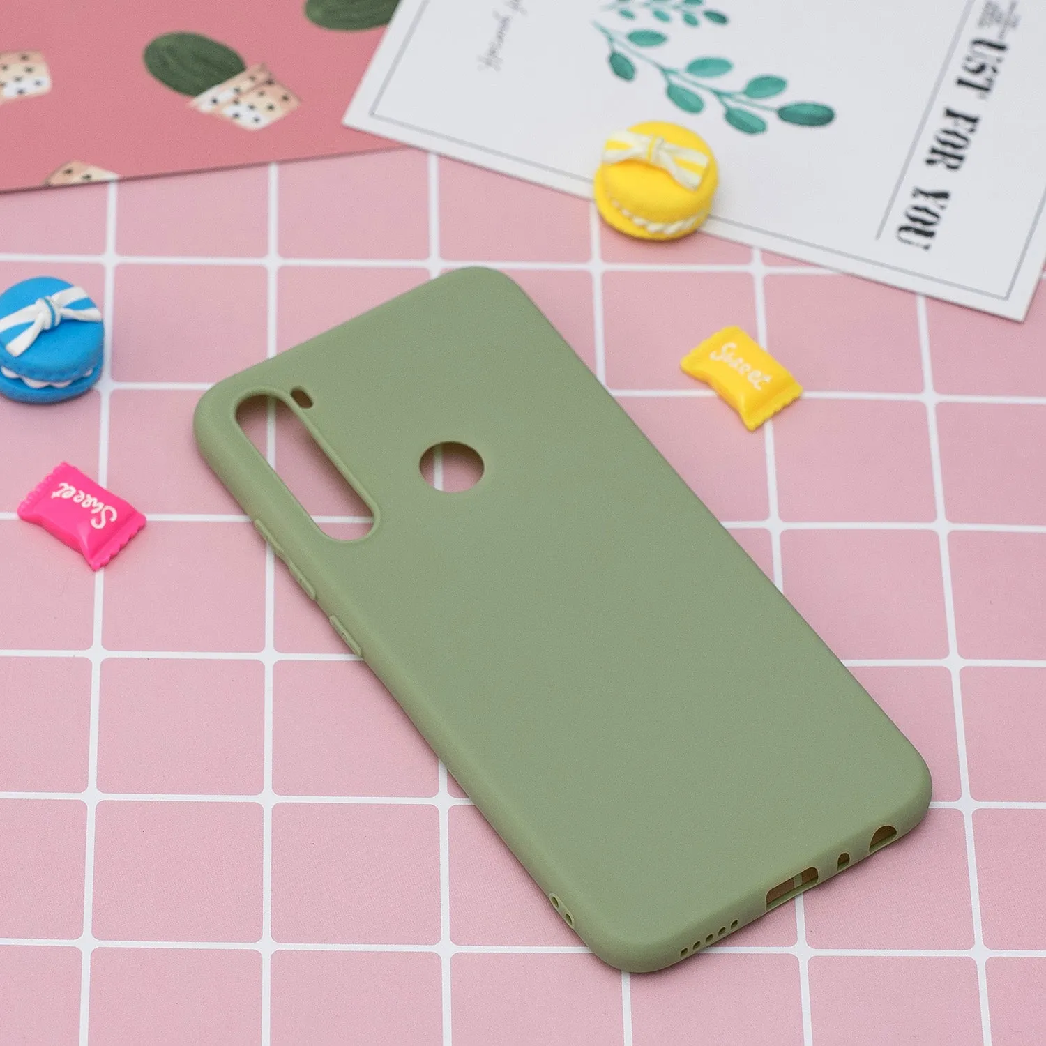 For Samsung A01/ A11/A21/A41/A51/A71/A81/A91 Mobile Phone Case Lovely Candy Color Matte TPU Anti-scratch Non-slip Protective Cover Back Case 10 beans green