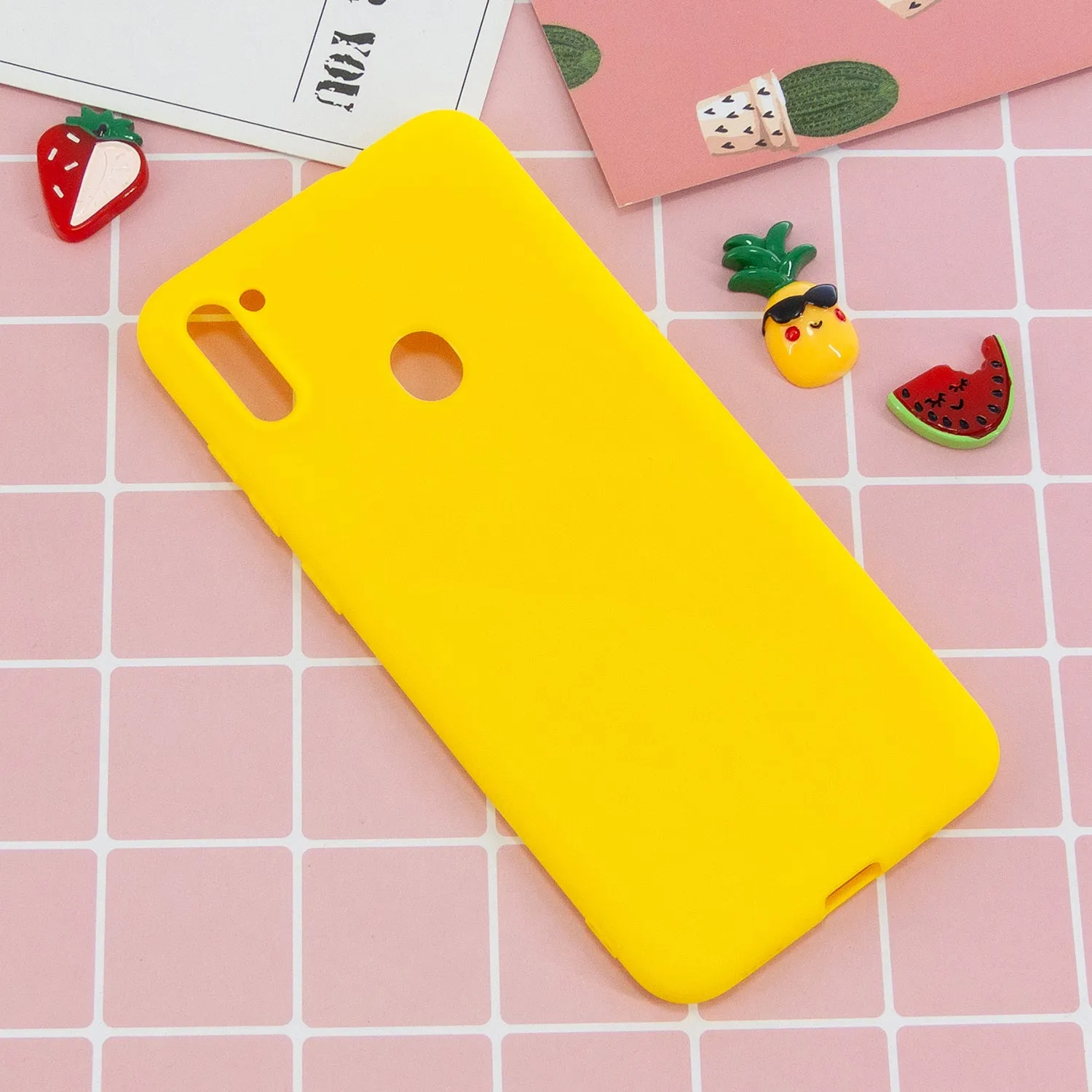 For Samsung A01/ A11/A21/A41/A51/A71/A81/A91 Mobile Phone Case Lovely Candy Color Matte TPU Anti-scratch Non-slip Protective Cover Back Case 3 yellow