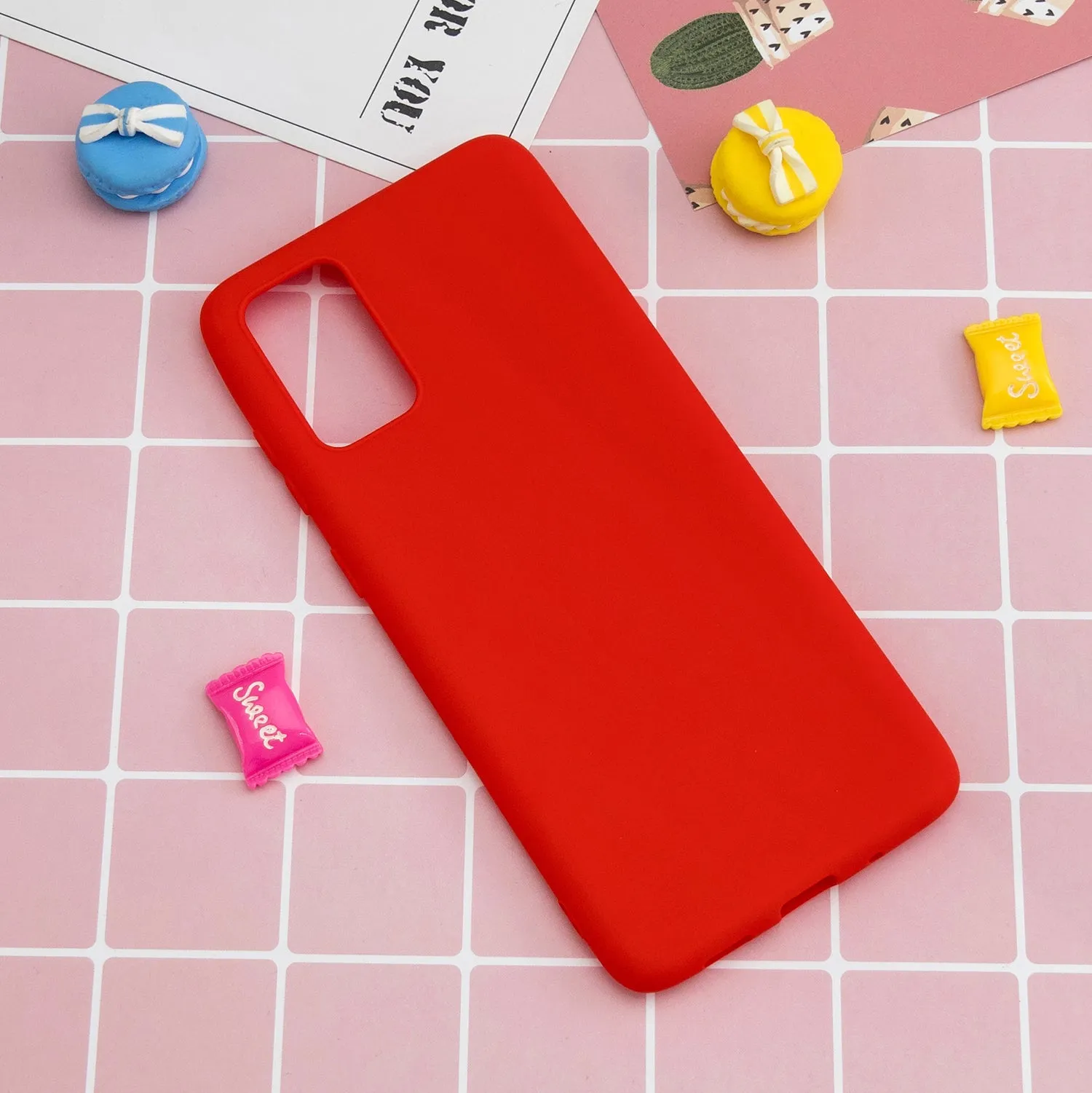 For Samsung A01/ A11/A21/A41/A51/A71/A81/A91 Mobile Phone Case Lovely Candy Color Matte TPU Anti-scratch Non-slip Protective Cover Back Case 4 red