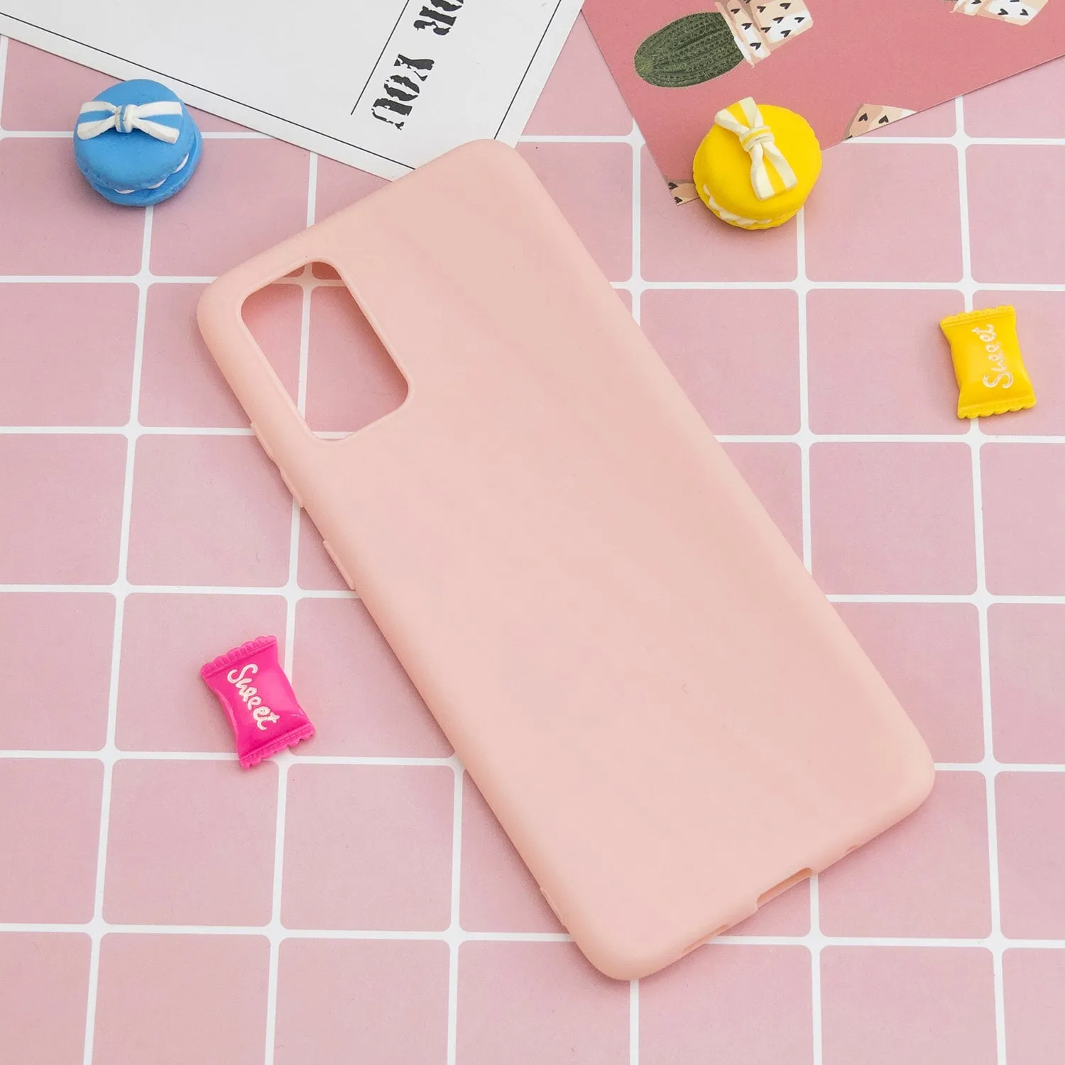 For Samsung A01/ A11/A21/A41/A51/A71/A81/A91 Mobile Phone Case Lovely Candy Color Matte TPU Anti-scratch Non-slip Protective Cover Back Case 6 light pink