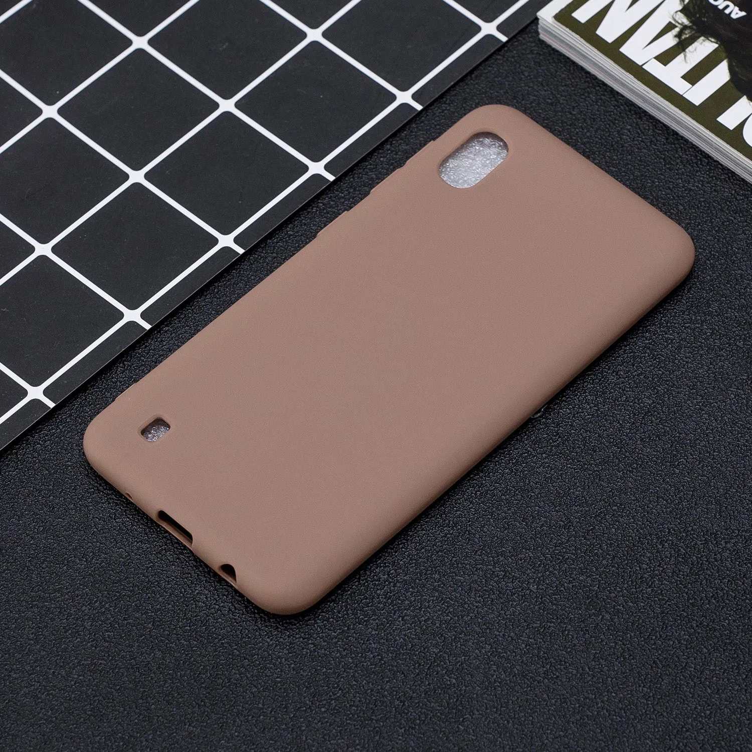 For Samsung A01/ A11/A21/A41/A51/A71/A81/A91 Mobile Phone Case Lovely Candy Color Matte TPU Anti-scratch Non-slip Protective Cover Back Case 9 brown