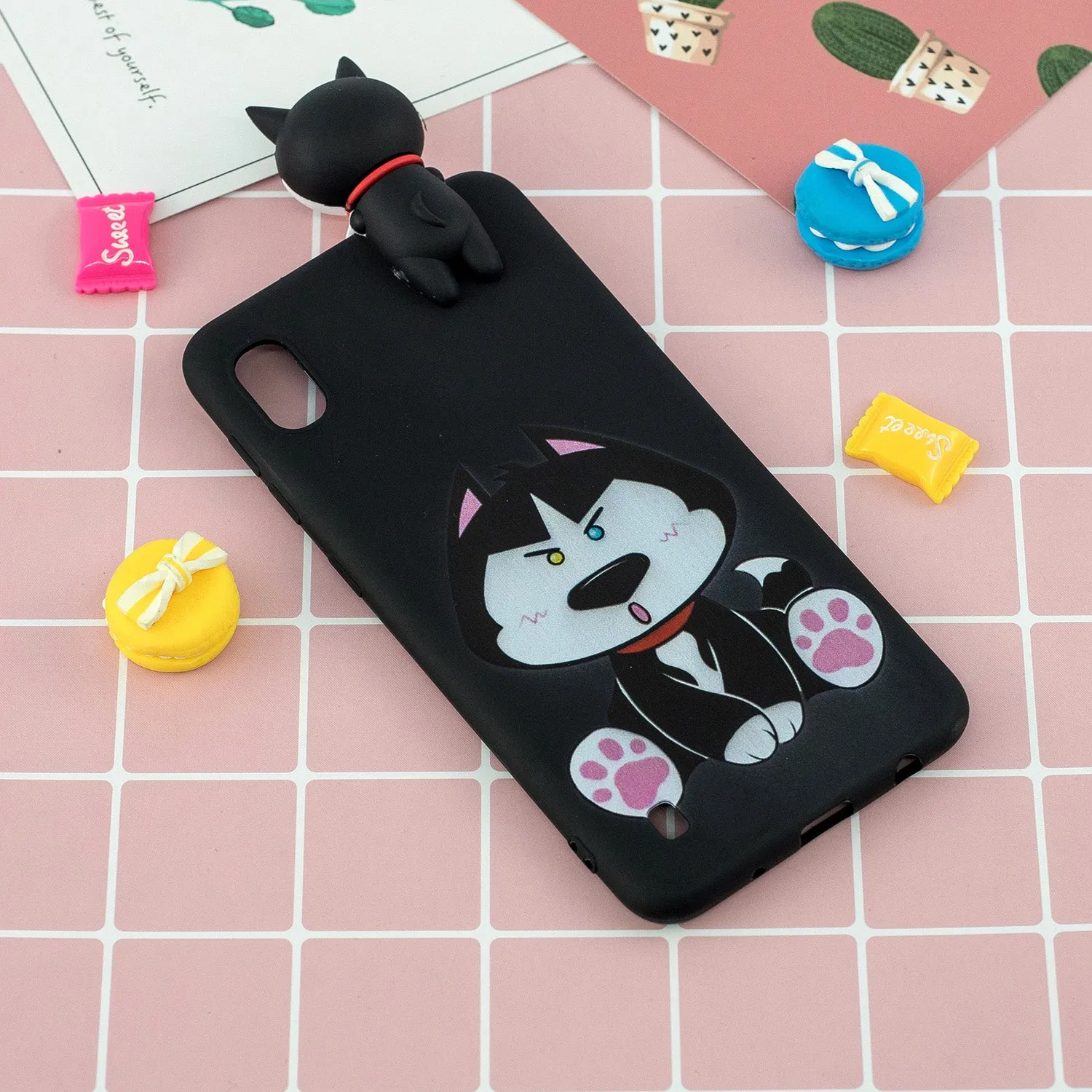 For Samsung A01 Soft TPU Case Back Cover 3D Cartoon Painting Mobile Phone Shell Cute husky
