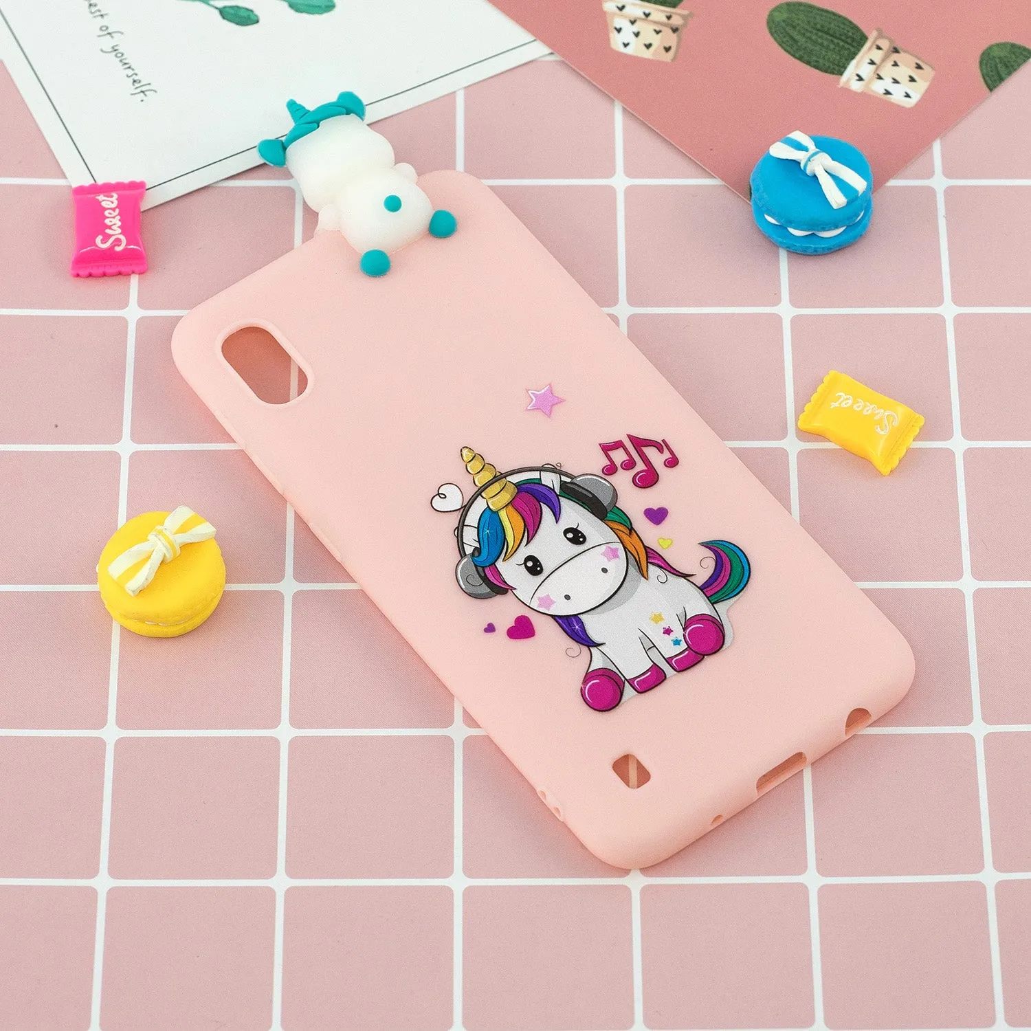 For Samsung A01 Soft TPU Case Back Cover 3D Cartoon Painting Mobile Phone Shell Music unicorn