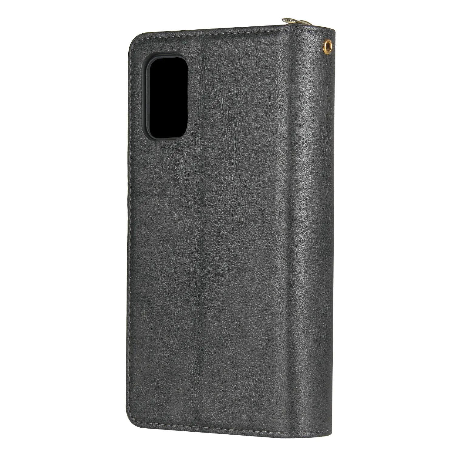 For Samsung A01/A21/A31/A41/A51 Pu Leather  Mobile Phone Cover Zipper Card Bag   Wrist Strap black