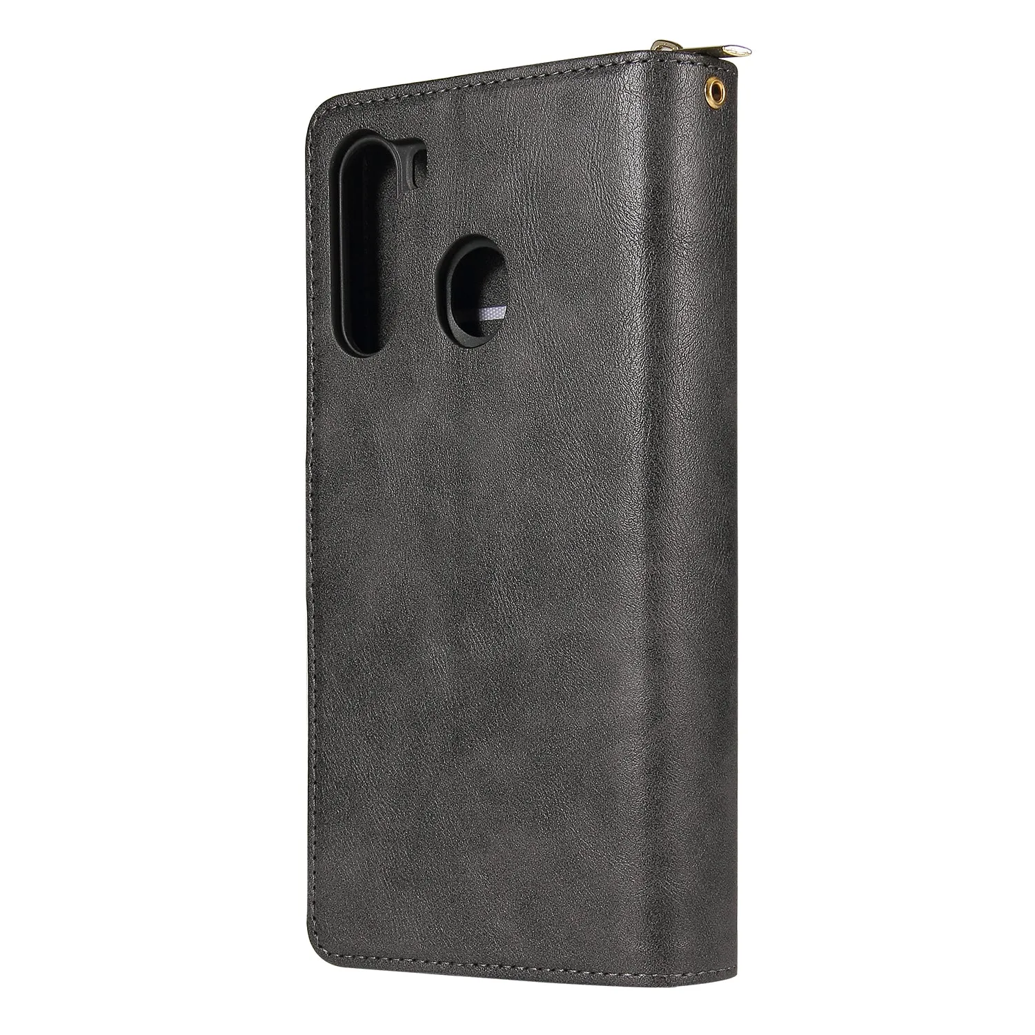 For Samsung A01/A21/A31/A41/A51 Pu Leather  Mobile Phone Cover Zipper Card Bag   Wrist Strap black