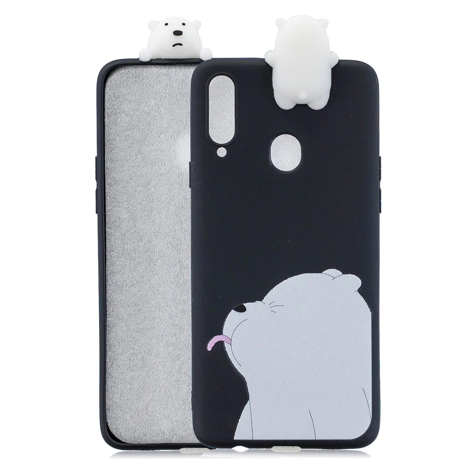 For Samsung A10S A20S Color Painting 3D Cartoon Animal Full Protective Soft TPU Mobile Phone Case black