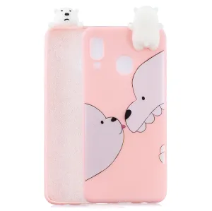 For Samsung A10S A20S Color Painting Pattern Drop Protection Soft TPU Mobile Phone Case Back Cover Bracket Big white bear