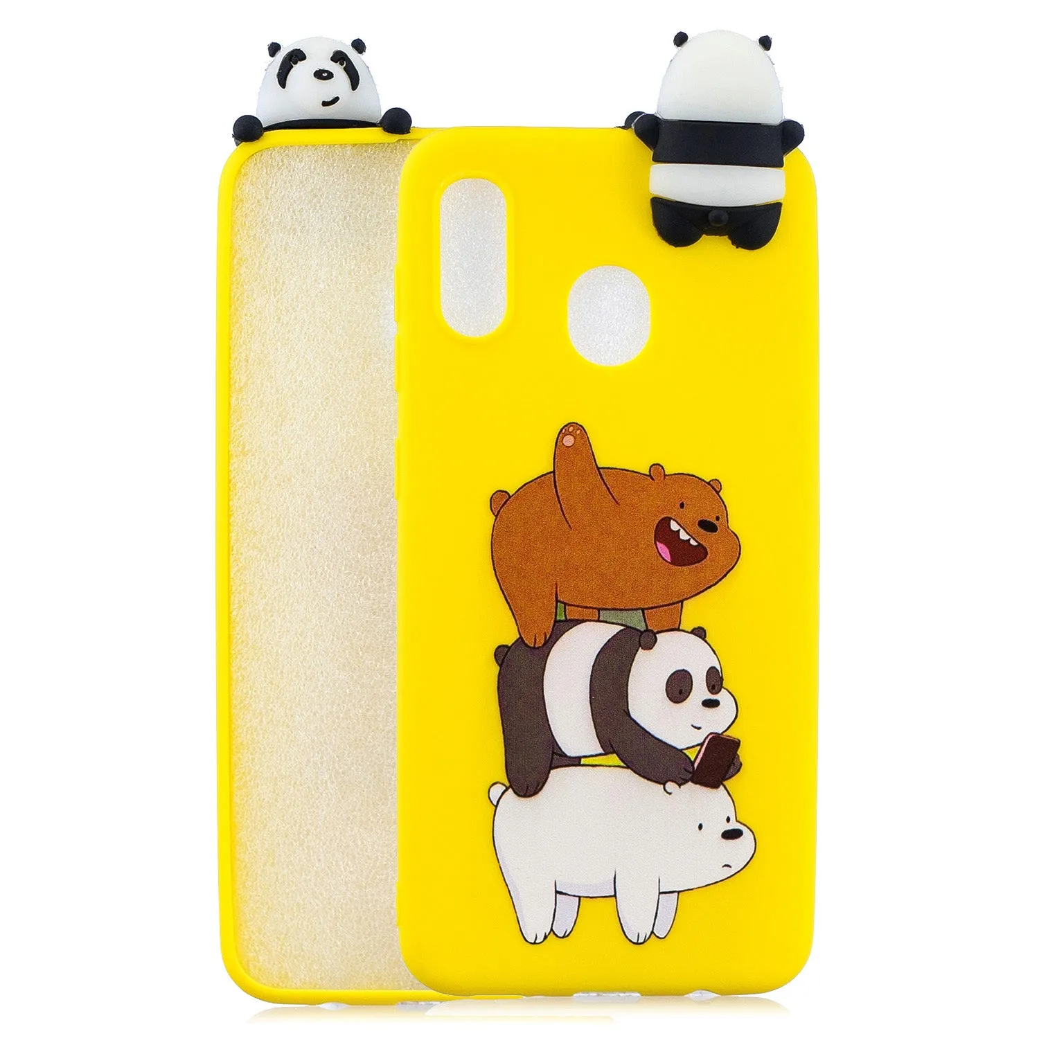For Samsung A10S A20S Color Painting Pattern Drop Protection Soft TPU Mobile Phone Case Back Cover Bracket Big white bear