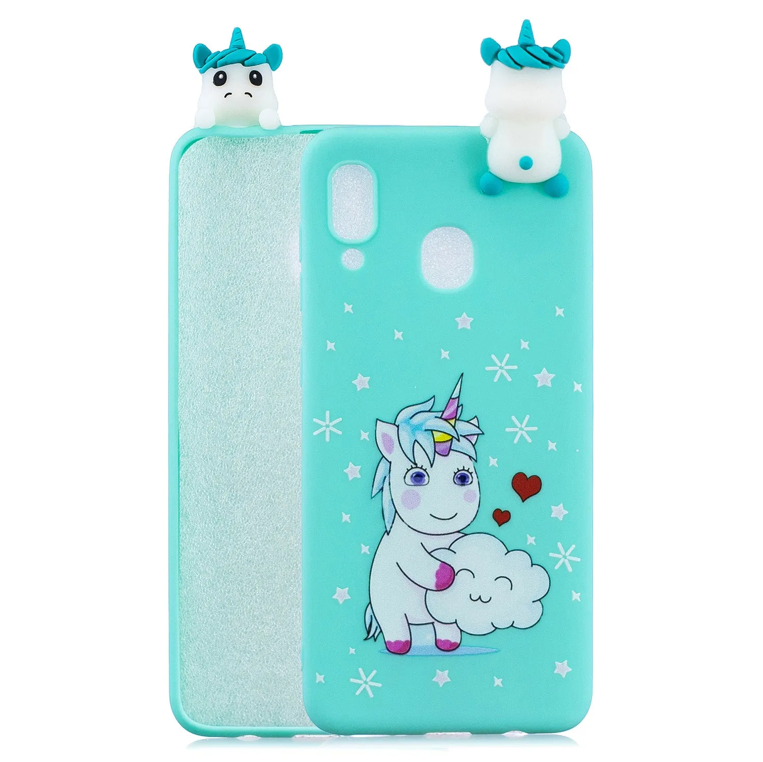 For Samsung A10S A20S Color Painting Pattern Drop Protection Soft TPU Mobile Phone Case Back Cover Bracket Big white bear