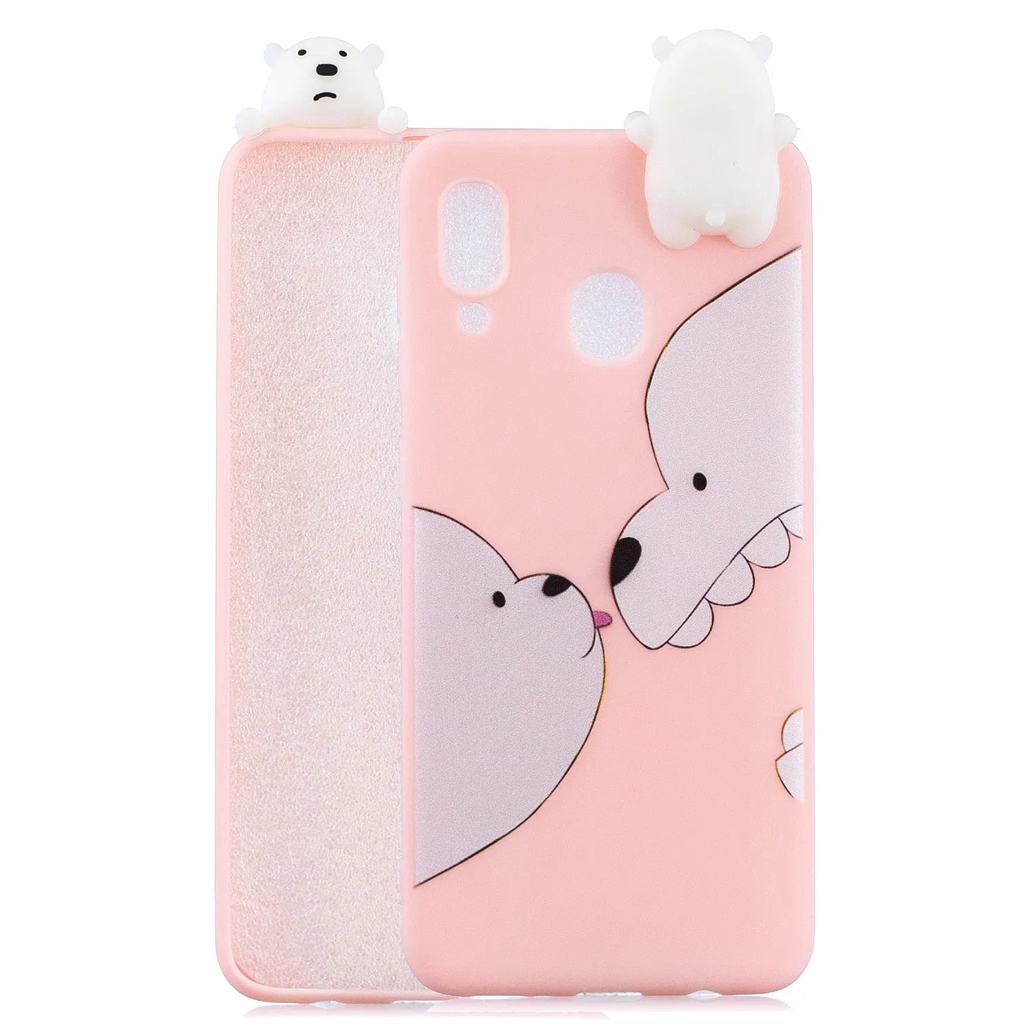 For Samsung A10S A20S Color Painting Pattern Drop Protection Soft TPU Mobile Phone Case Back Cover Bracket Big white bear