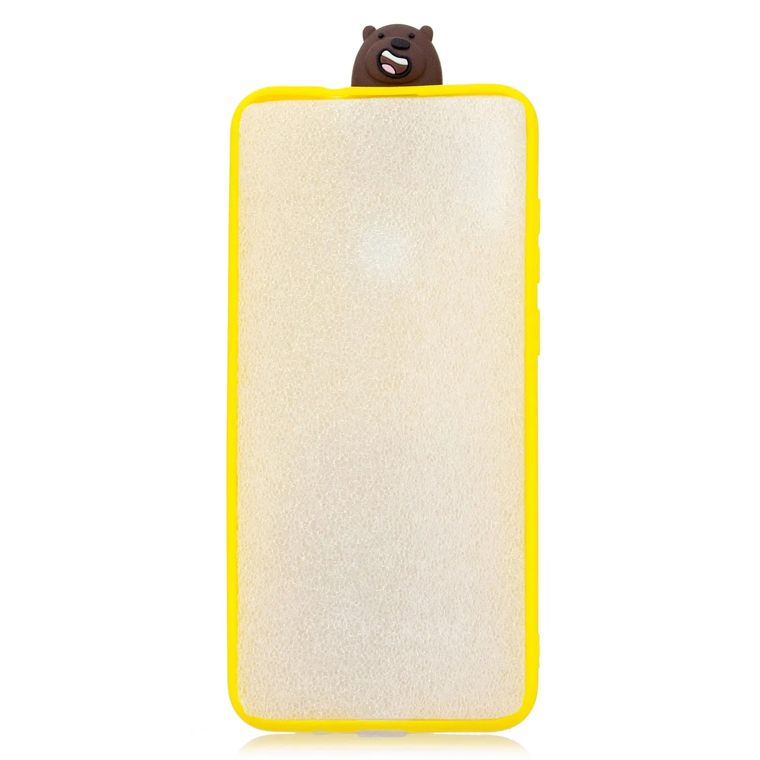 For Samsung A11 Soft TPU Back Cover Cartoon Painting Mobile Phone Case Shell with Bracket Brown Bear