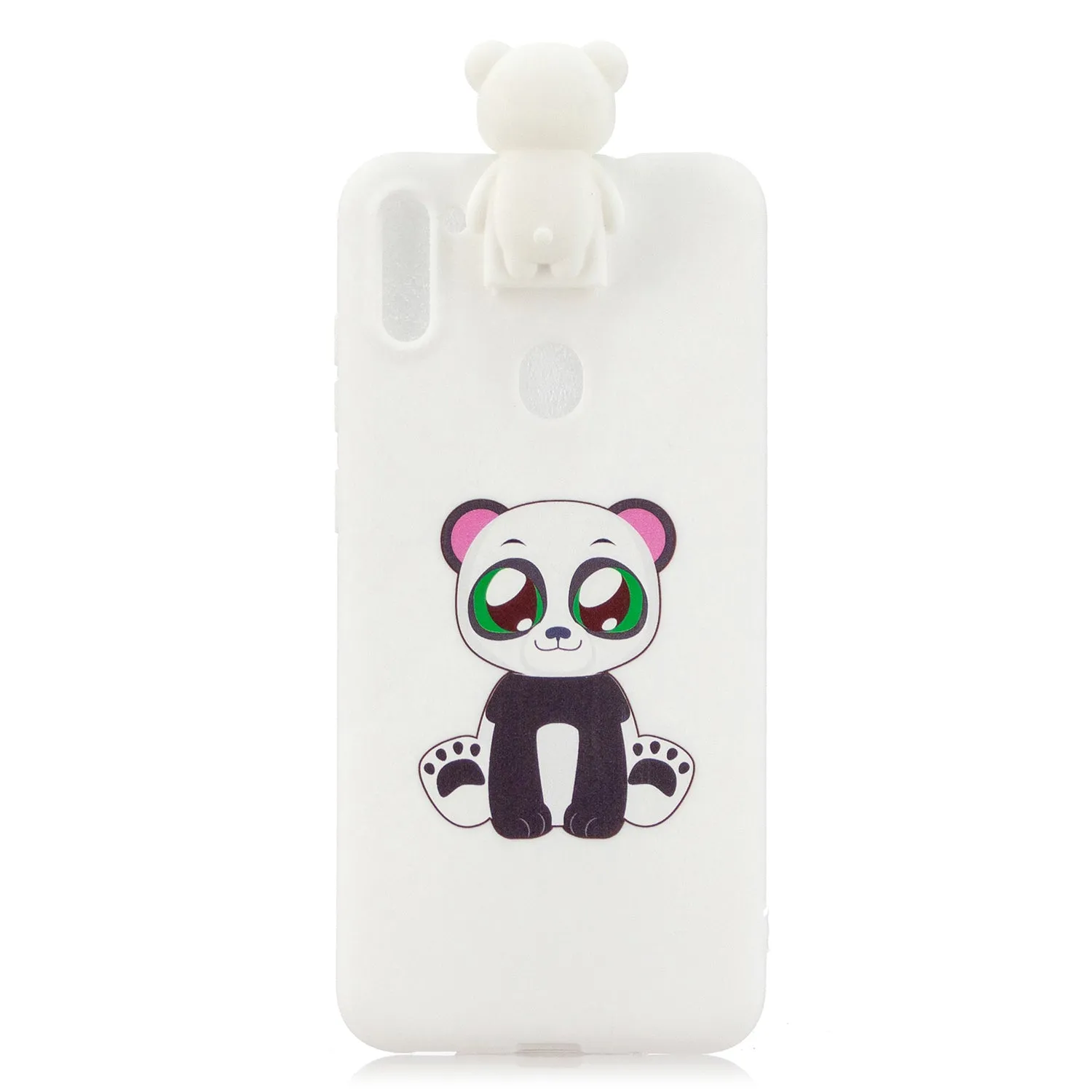 For Samsung A11 Soft TPU Back Cover Cartoon Painting Mobile Phone Case Shell with Bracket Brown Bear