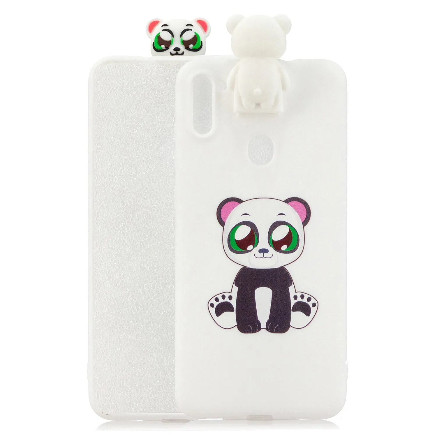 For Samsung A11 Soft TPU Back Cover Cartoon Painting Mobile Phone Case Shell with Bracket Brown Bear