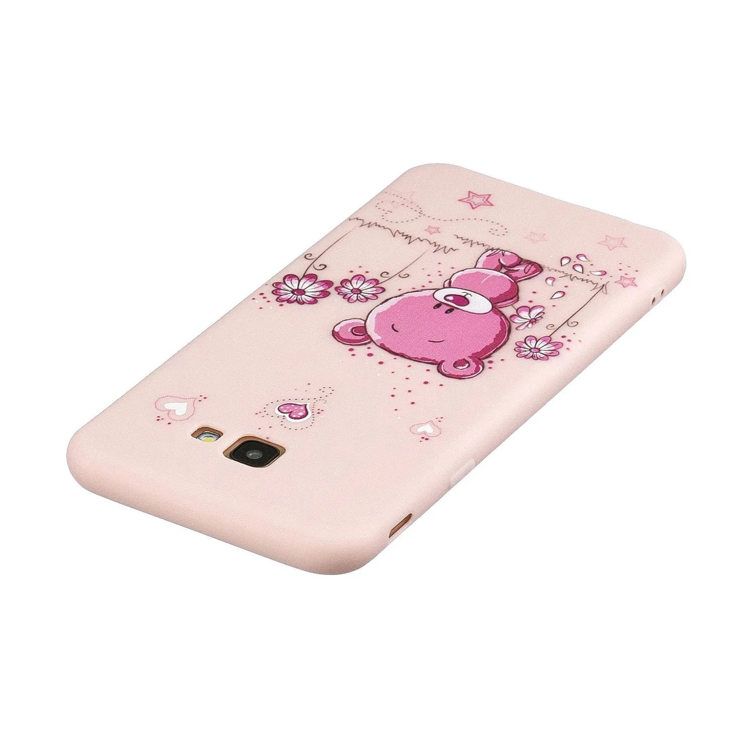 For Samsung A5 2017 Cartoon Lovely Coloured Painted Soft TPU Back Cover Non-slip Shockproof Full Protective Case with Lanyard Light pink