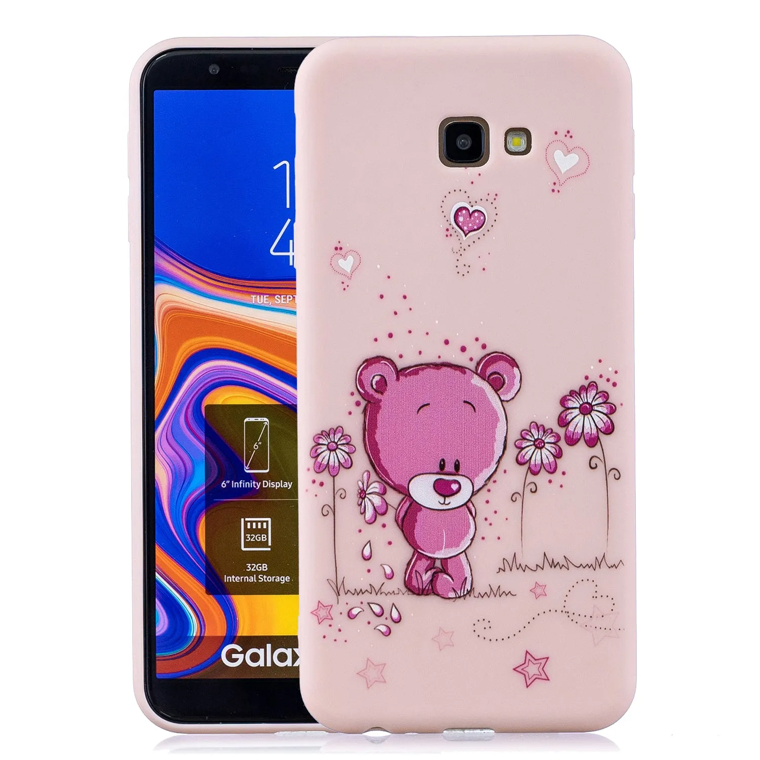 For Samsung A5 2017 Cartoon Lovely Coloured Painted Soft TPU Back Cover Non-slip Shockproof Full Protective Case with Lanyard Light pink