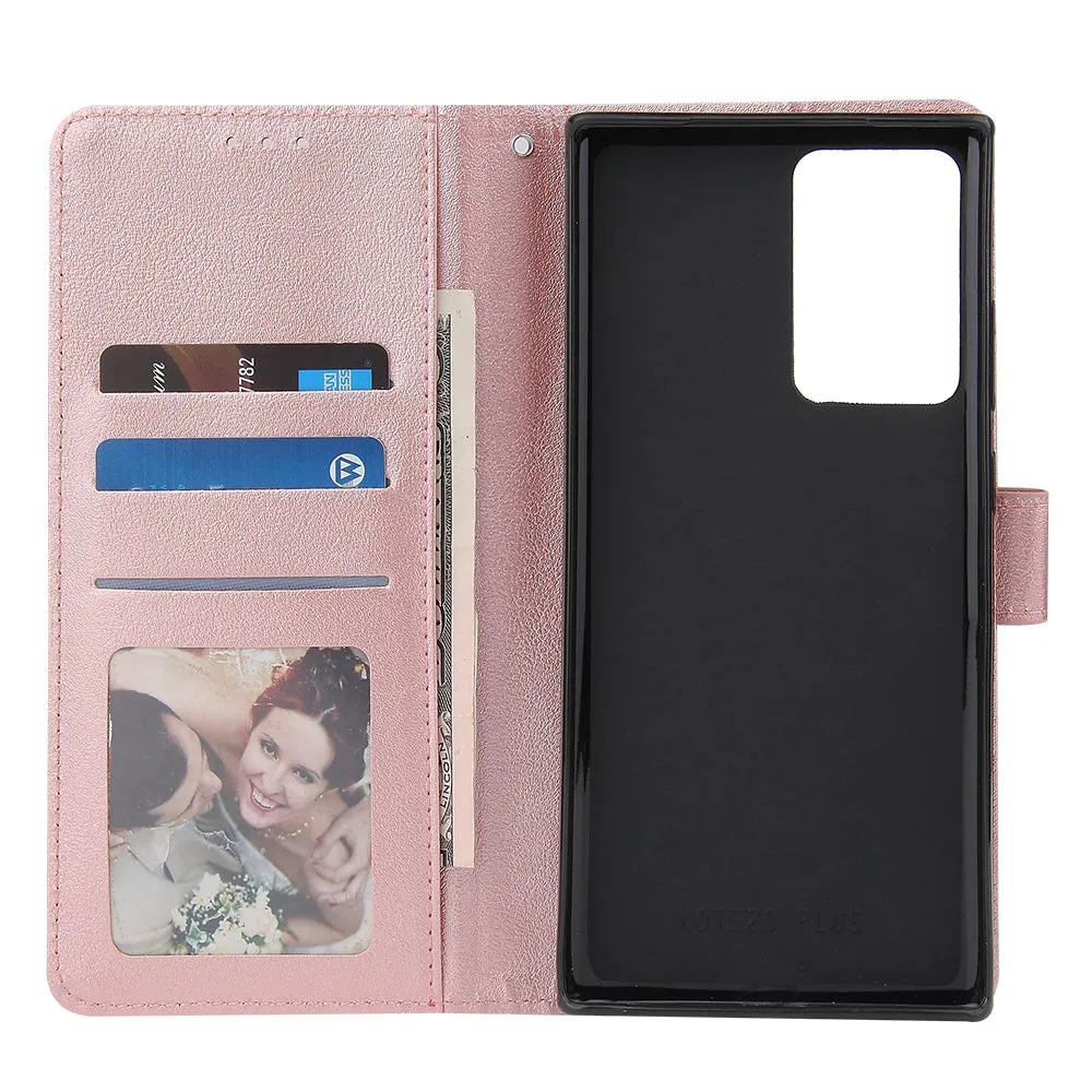 For Samsung Note 20/Note 20 Ultra PU Leather Three-card Photo Frame Front Buckle Mobile Phone shell Rose gold