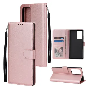 For Samsung Note 20/Note 20 Ultra PU Leather Three-card Photo Frame Front Buckle Mobile Phone shell Rose gold