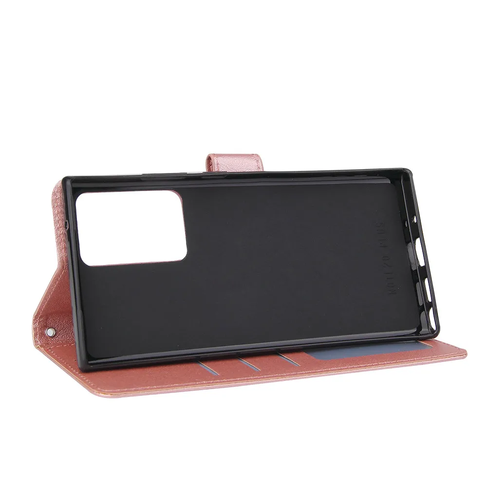 For Samsung Note 20/Note 20 Ultra PU Leather Three-card Photo Frame Front Buckle Mobile Phone shell Rose gold