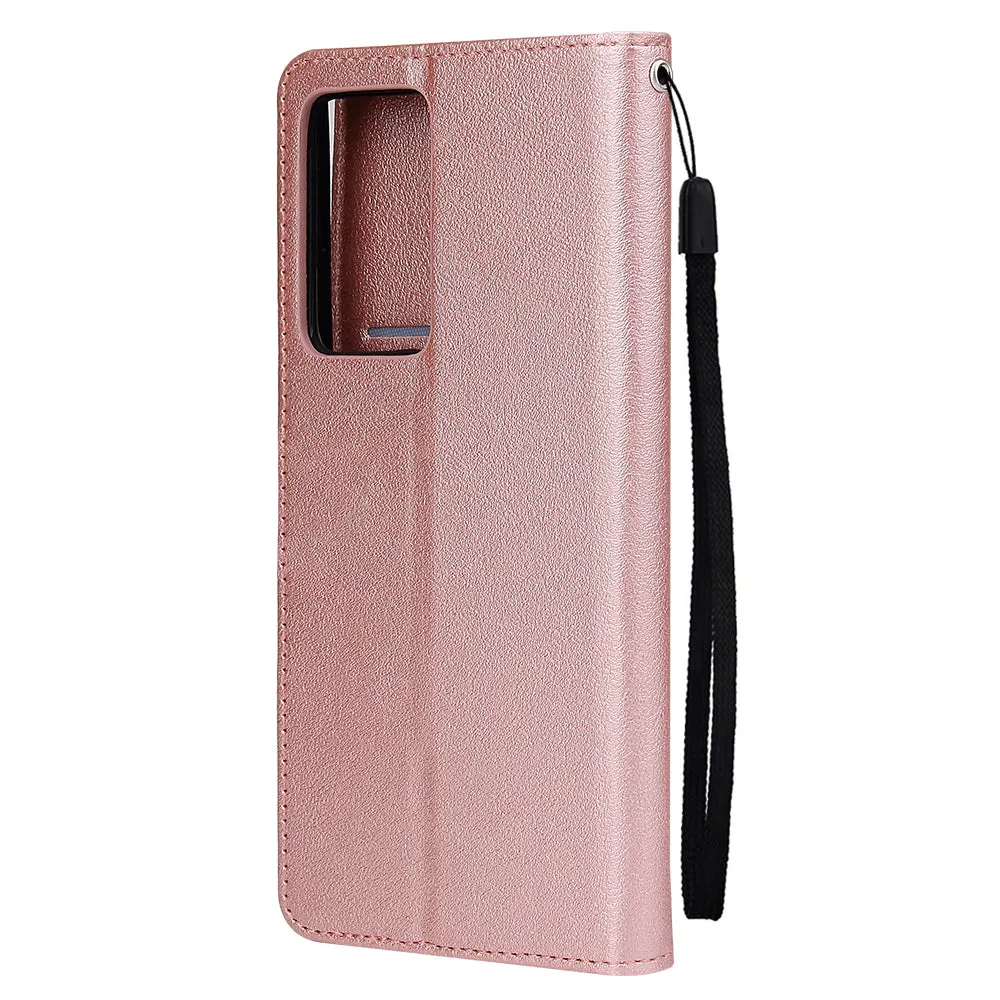 For Samsung Note 20/Note 20 Ultra PU Leather Three-card Photo Frame Front Buckle Mobile Phone shell Rose gold