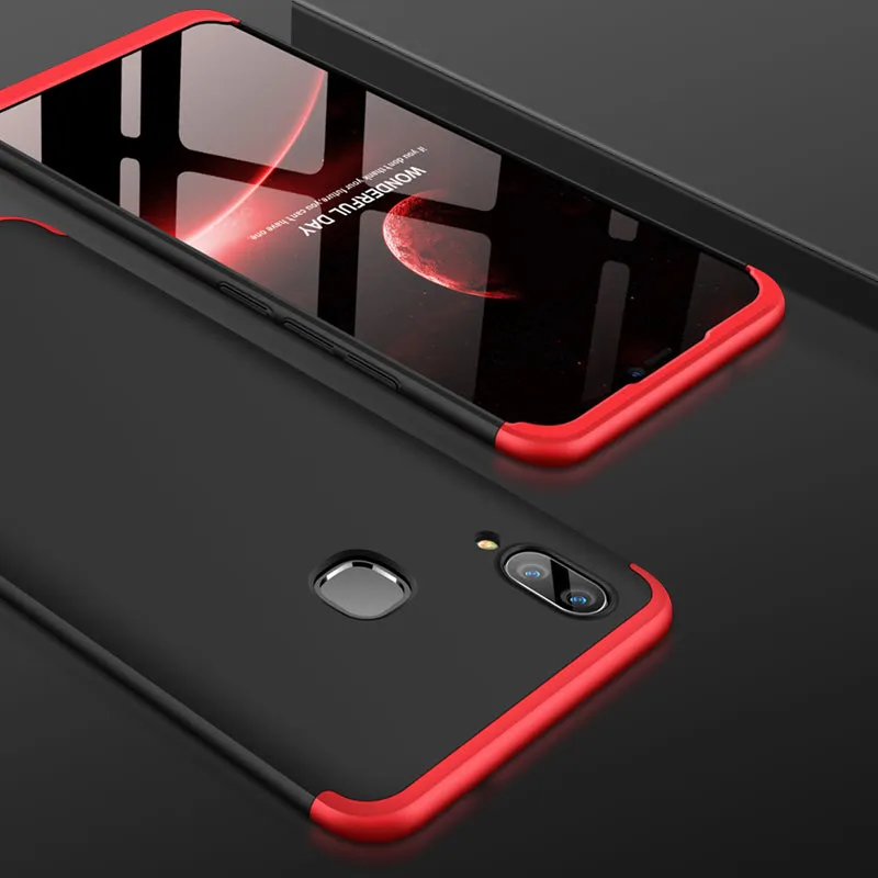For VIVO V9/Y85/Z1 Slim 3 in 1 Hybrid Hard Case Full Body 360 Degree Protection Back Cover red