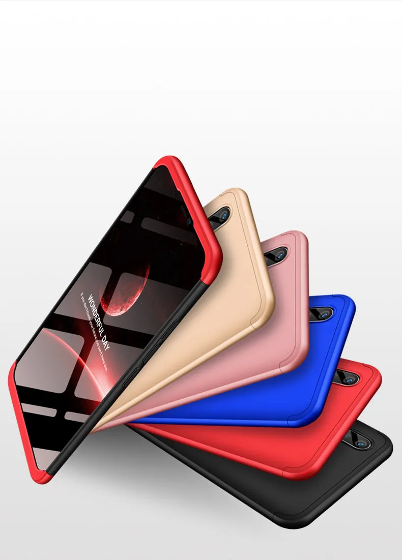 For VIVO V9/Y85/Z1 Slim 3 in 1 Hybrid Hard Case Full Body 360 Degree Protection Back Cover red