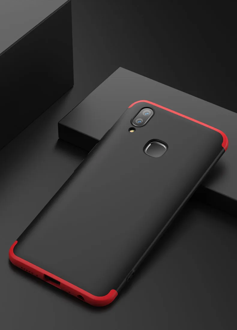For VIVO V9/Y85/Z1 Slim 3 in 1 Hybrid Hard Case Full Body 360 Degree Protection Back Cover red