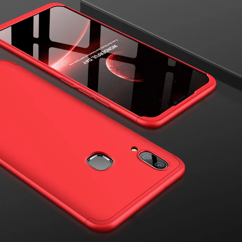 For VIVO V9/Y85/Z1 Slim 3 in 1 Hybrid Hard Case Full Body 360 Degree Protection Back Cover red