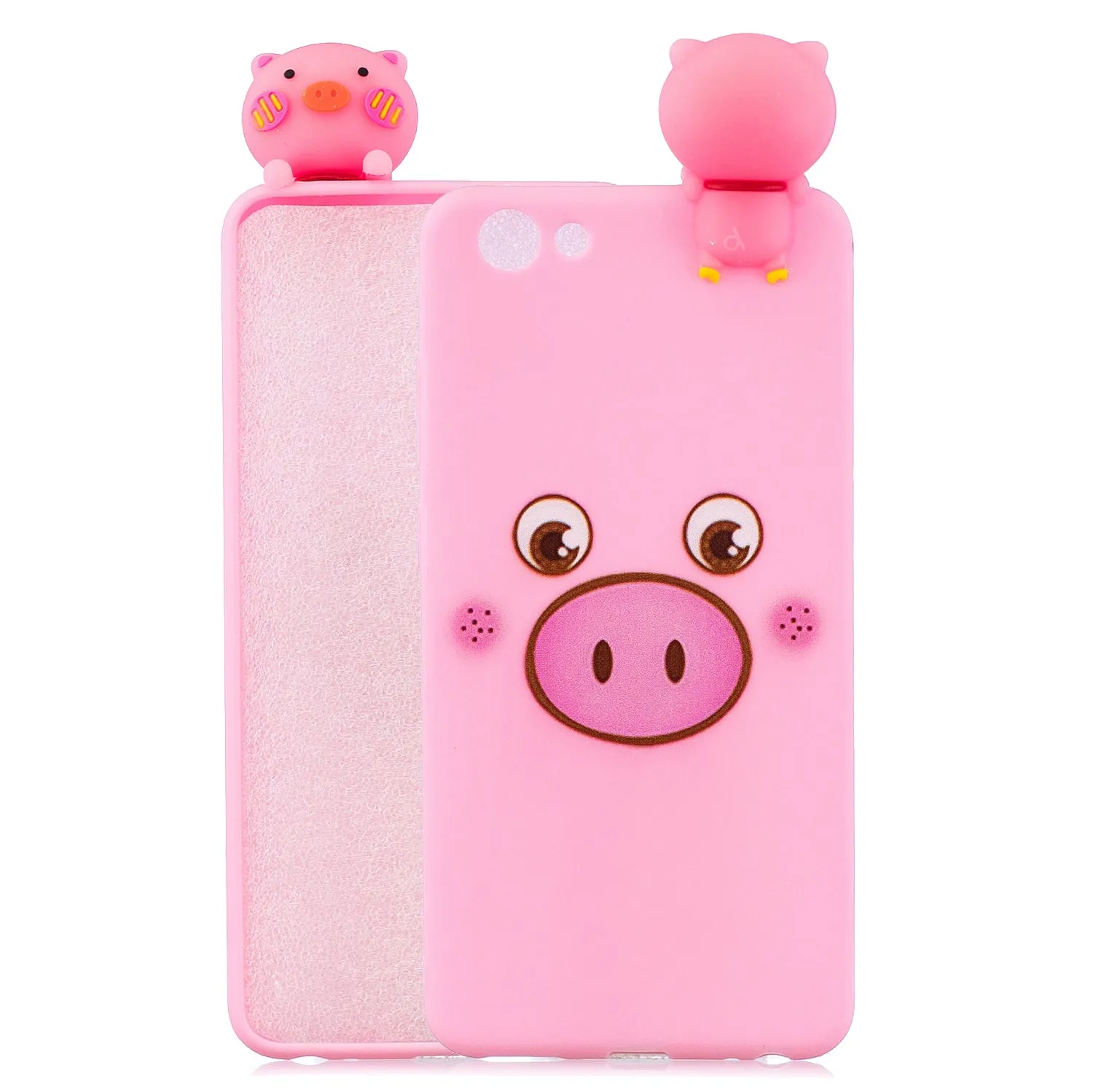 For VIVO Y71 3D Cute Coloured Painted Animal TPU Anti-scratch Non-slip Protective Cover Back Case Small pink pig