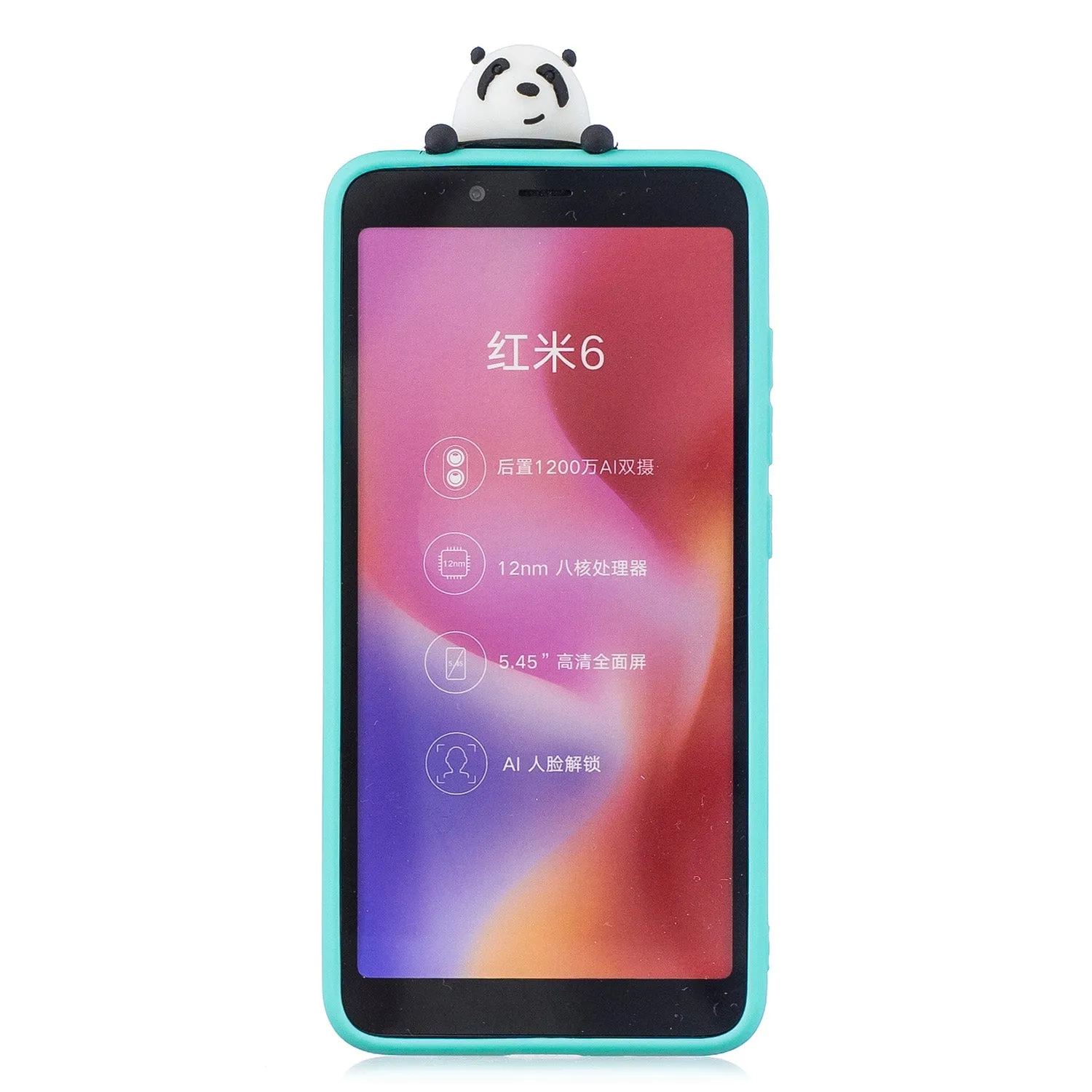 For XIAOMI Redmi 6A 3D Cartoon Lovely Coloured Painted Soft TPU Back Cover Non-slip Shockproof Full Protective Case Light blue