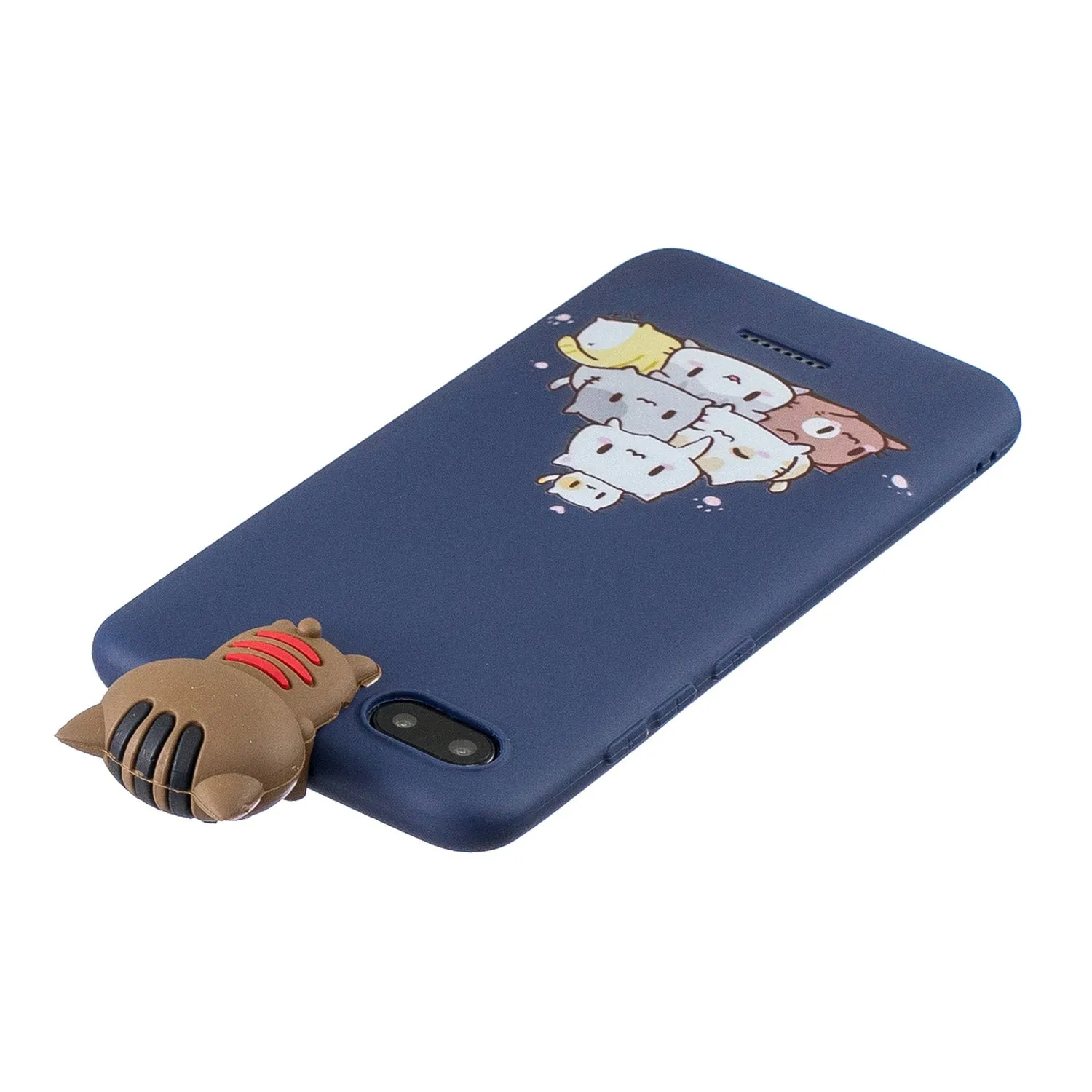 For XIAOMI Redmi 6A 3D Cartoon Lovely Coloured Painted Soft TPU Back Cover Non-slip Shockproof Full Protective Case Light blue