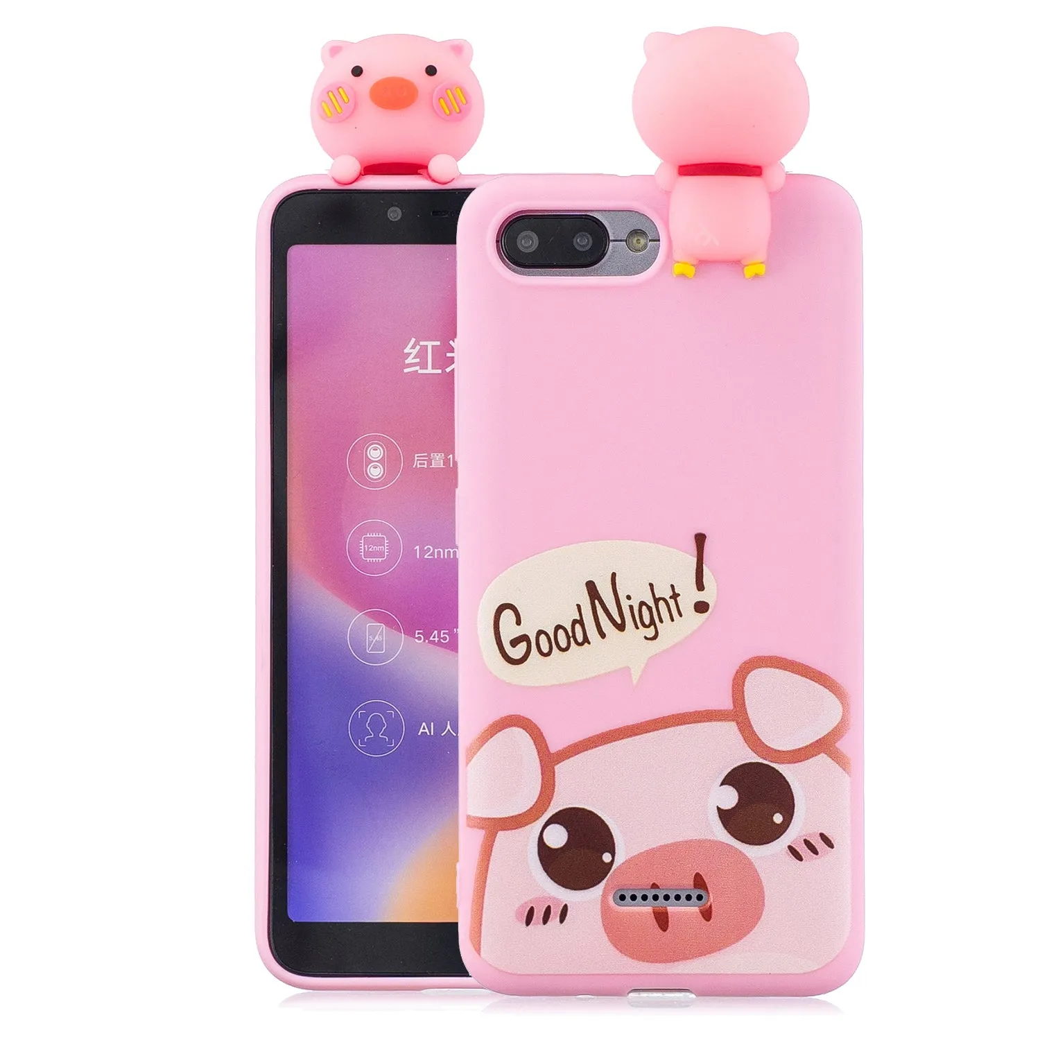 For XIAOMI Redmi 6A 3D Cartoon Lovely Coloured Painted Soft TPU Back Cover Non-slip Shockproof Full Protective Case Light blue