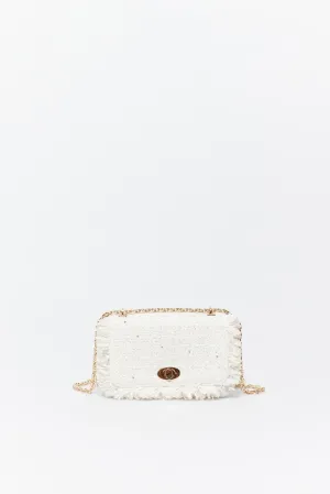 Fringed Woven Crossbody - Crude