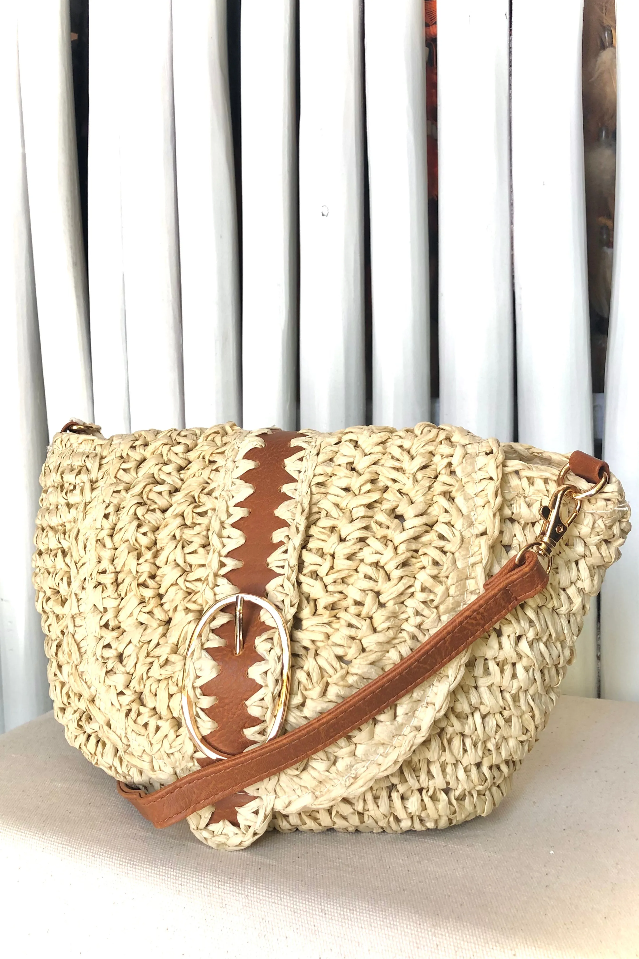 Front Flap Crossbody Bag with Buckle Detail