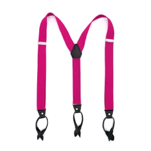 Fuchsia Button-End Unisex Suspenders