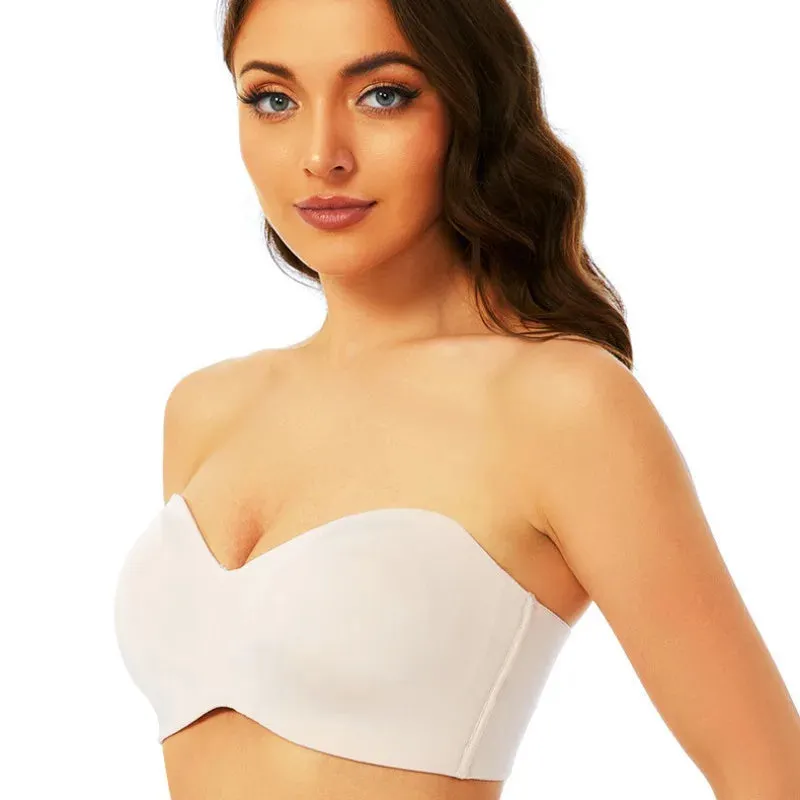 Full Support Non-Slip Convertible Bandeau Bra - Strapless Push up Bra