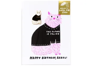 Future is Feline Lapel Pin   Card