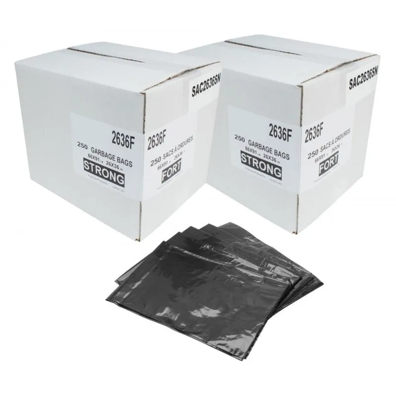Garbage Trash Bags Strong 26" x 36" Black 2 Boxes of 250