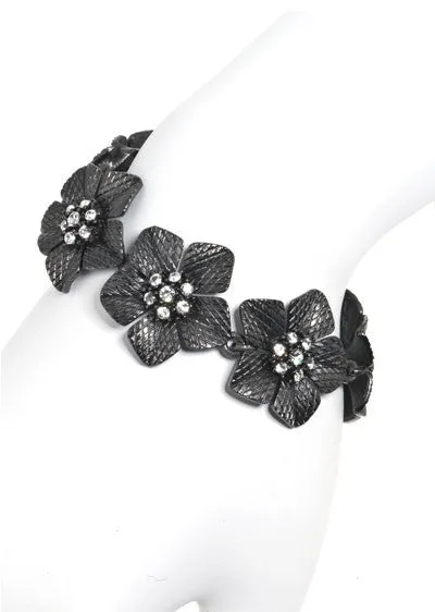 Garden of Love Hematite Flower Bracelet