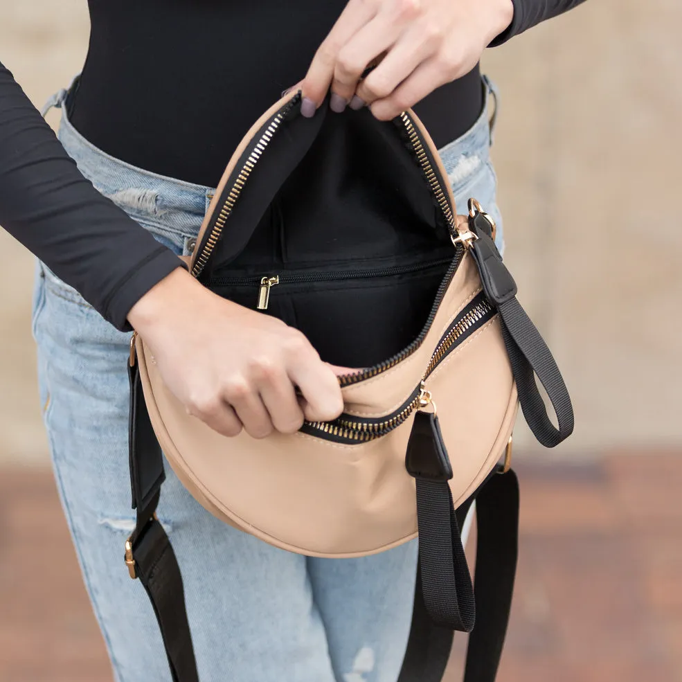 Gia Double Zip Nylon Crescent Sling