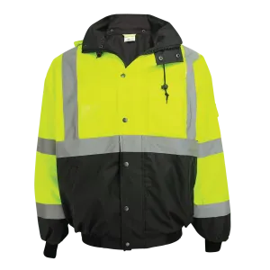 Global Glove & Safety GLO-EB1 FrogWear HV High Visibility Black Interior Winter Bomber Jacket
