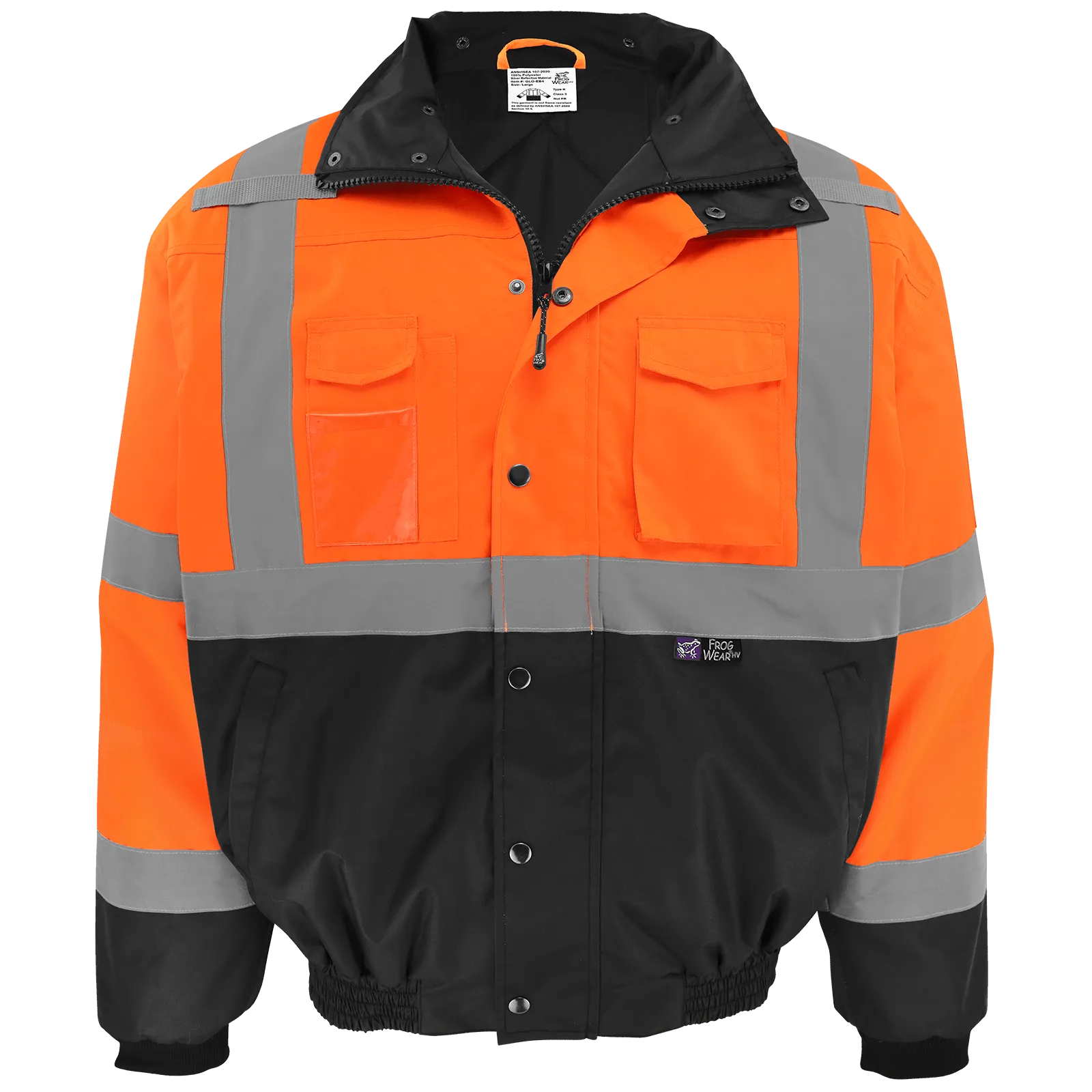 Global Glove & Safety GLO-EB4 FrogWear HV High Visibility Orange Winter Bomber Jacket